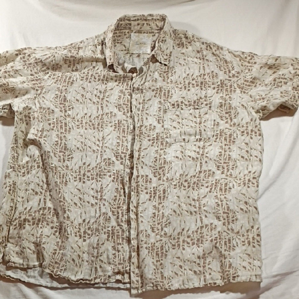 Tasso Elba Beige and Brown Casual Shirt